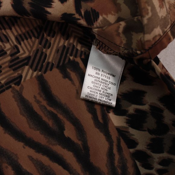 Susan Graver Shirt Women's Large Multicolor Long Sleeve Animal Print Patchwork - Picture 8 of 12